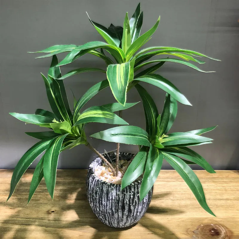 35cm 3 forquilha artificial desktop plantas falsas verde palmeira plástico ramo de flor material escritório sala estar natal decoração da sua casa