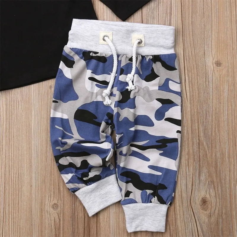 Newborn Infant Kids Baby Boy Clothes Camouflage T-shirt Tops + Long Pants Leggings + Hat Casual Outfit Set 0-24 Months