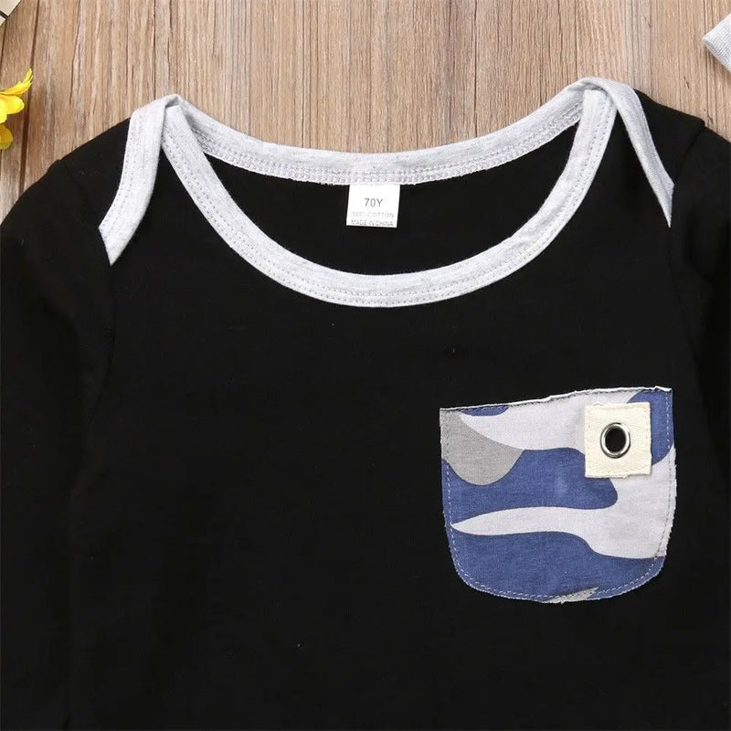 Newborn Infant Kids Baby Boy Clothes Camouflage T-shirt Tops + Long Pants Leggings + Hat Casual Outfit Set 0-24 Months