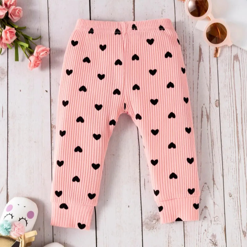 Baywell 3Pcs Baby Girl Outfit Set Newborn Toddler Girls Clothes Love Printed Long Sleeve Bodysuit +Pants+Headband Clothing