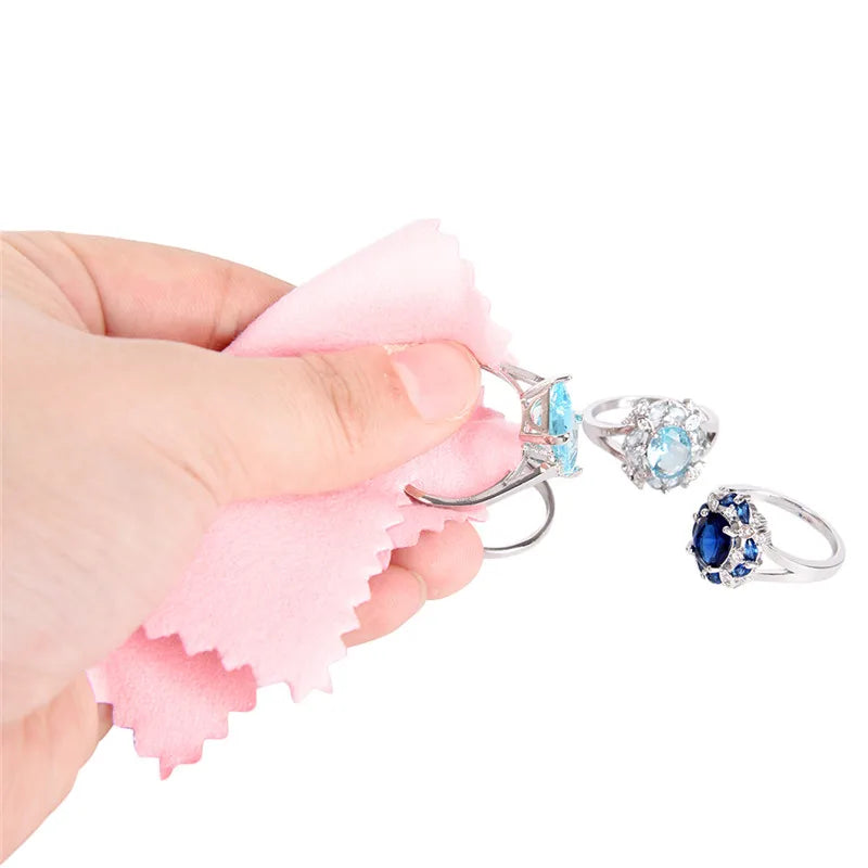 50pcs/pack 8cm*8cm Jewelry Polishing Pink Color Fabric Polish Cleaning Cloth Care For 925 Clean Cleaning Cloth Polishing Cloth