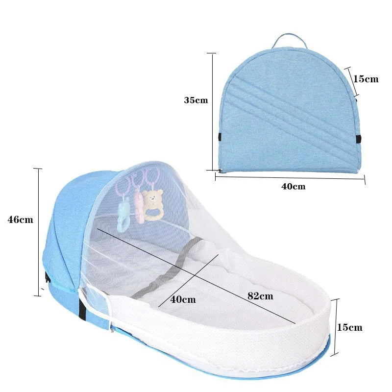 Portable and Versatile Infant Crib Folding Baby Nest with Mosquito Net for Four Seasons Multi-functional Mommy Bag