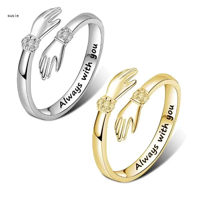 X7YA Women Temperament Personality Creative-Love Hug Ring for Lover Daughter Jewelry