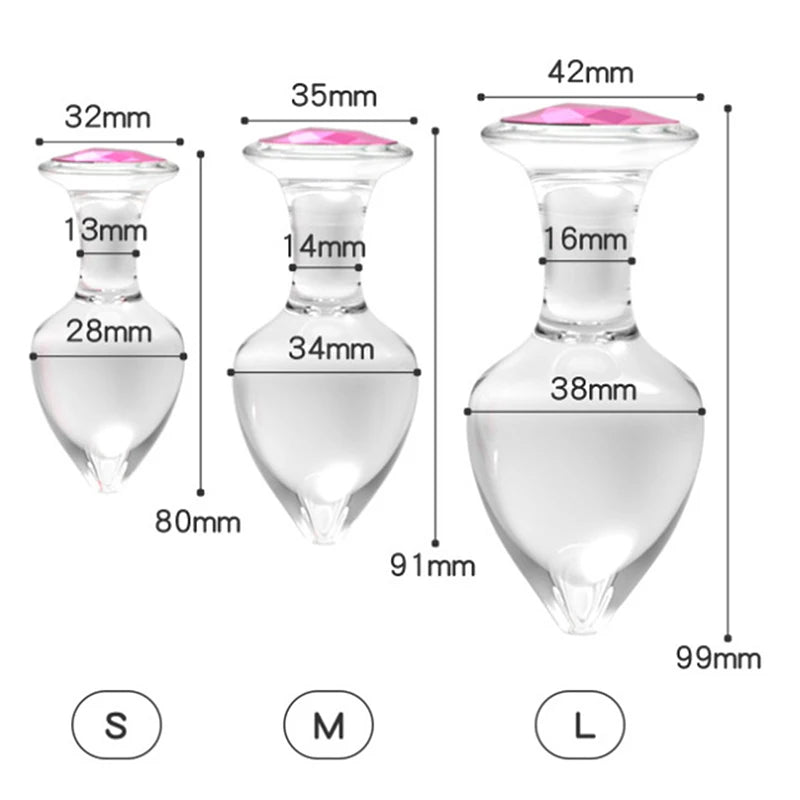 Crystal Glass Transparent Anal Plug Pink Diamond Butt Plug Sexy Toys For Men Women Insert Buttplug Dildo Bdsm Analplug Sex Shop