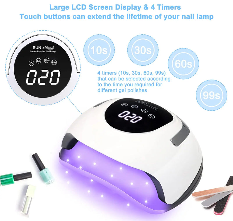 220W UV LED Drying Lamp for Nails Fast Curing Lamps 57pcs LEDS 4 Timers Manicure Gel Polish Professional Nail Light Equipment