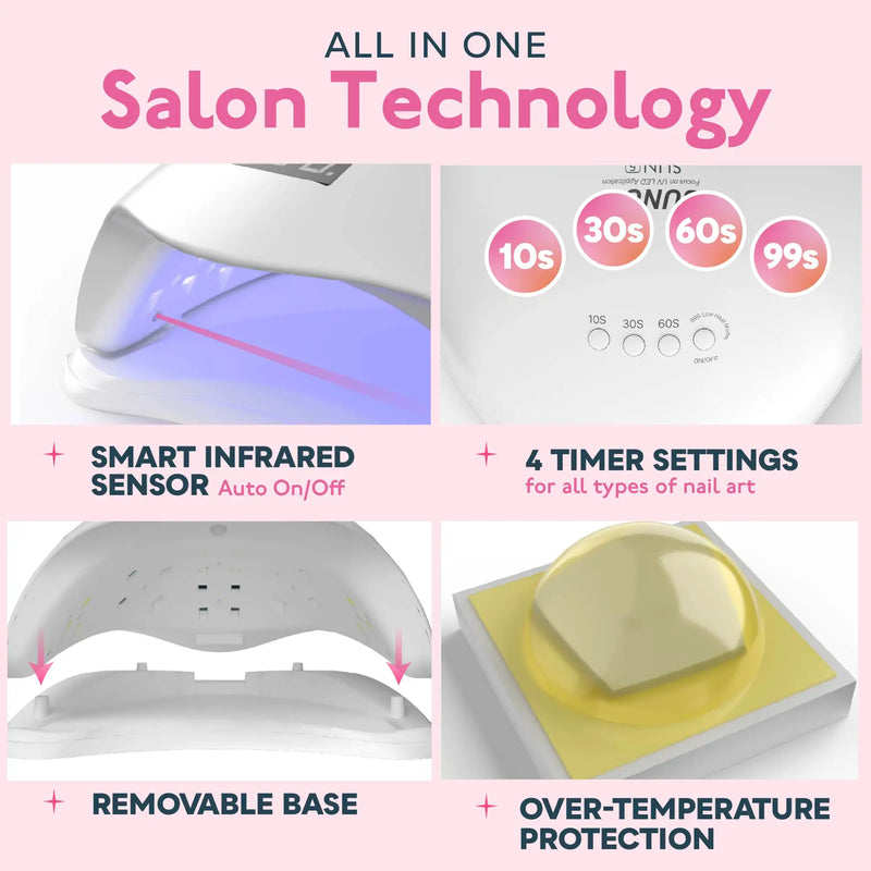 SUNUV SUN5 48W Dual UV LED Nail Lamp Nail Dryer Gel Polish Curing Light with Bottom 30s/60s Timer LCD display