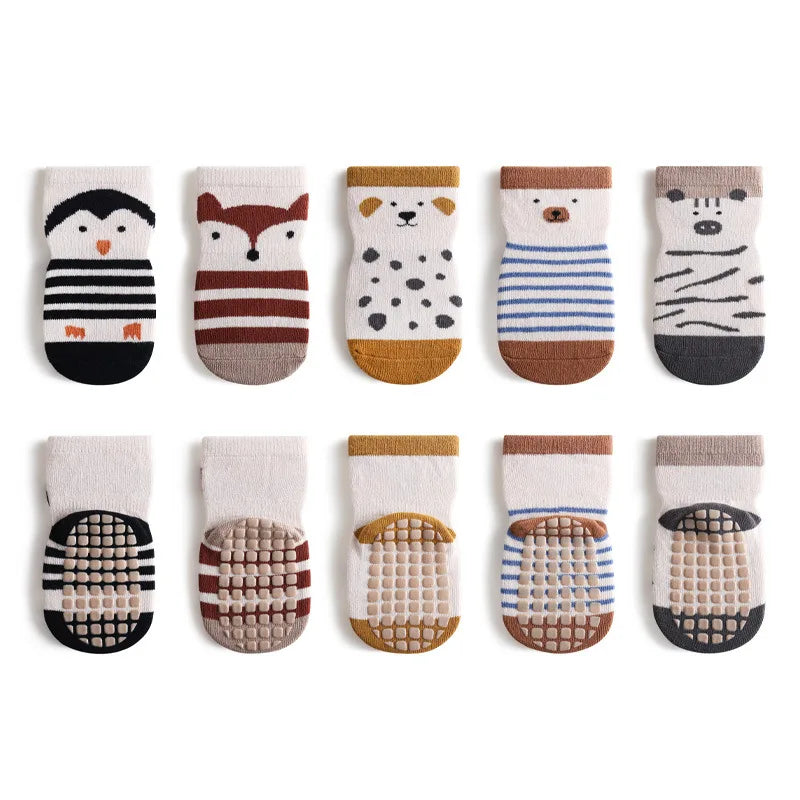 Summer Anti-Slip Baby Socks Cartoon Animal Print Infant Girls Floor Socks 5 Pairs a lot