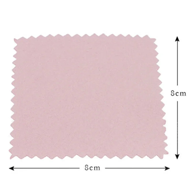 50pcs/pack 8cm*8cm Jewelry Polishing Pink Color Fabric Polish Cleaning Cloth Care For 925 Clean Cleaning Cloth Polishing Cloth