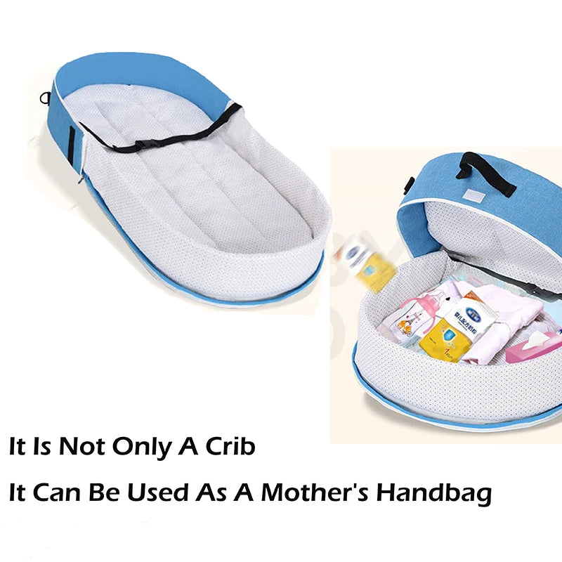 Portable and Versatile Infant Crib Folding Baby Nest with Mosquito Net for Four Seasons Multi-functional Mommy Bag