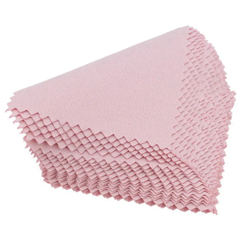 50pcs/pack 8cm*8cm Jewelry Polishing Pink Color Fabric Polish Cleaning Cloth Care For 925 Clean Cleaning Cloth Polishing Cloth