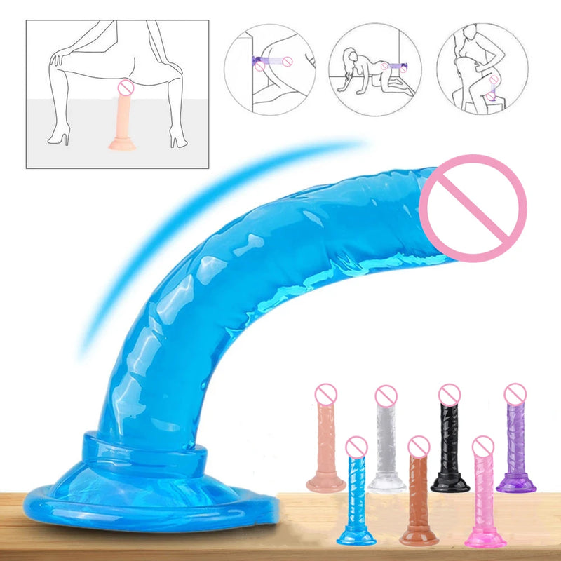 Realistic Penis Dildo Strong Suction Cup Soft Crystal Jelly Dildo Sex Toys for Woman Fake Dick Big Penis Anal Butt Plug Sex Shop