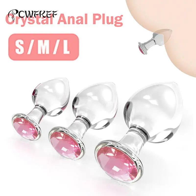 Crystal Glass Transparent Anal Plug Pink Diamond Butt Plug Sexy Toys For Men Women Insert Buttplug Dildo Bdsm Analplug Sex Shop