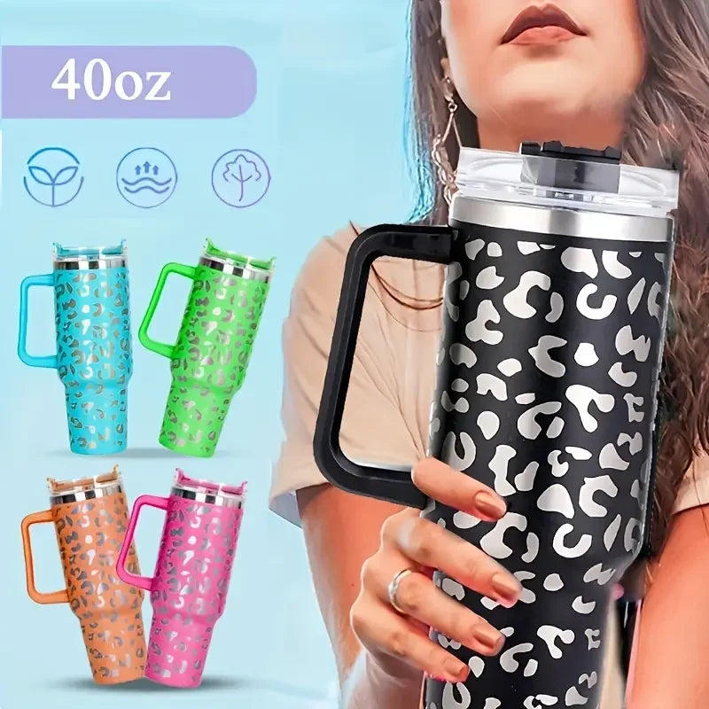 40oz Mug Water Bottle Insulated Tumbler With Handle Lid Straw Large Capacity Stainless Steel Coffee Cup Outdoor Car Vacuum Flask