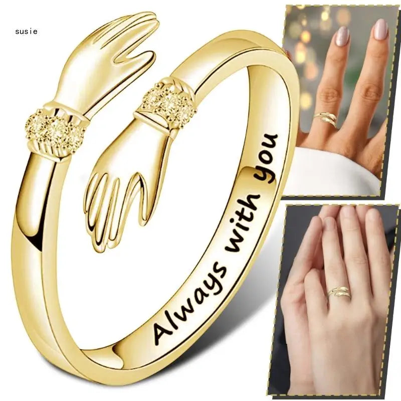 X7YA Women Temperament Personality Creative-Love Hug Ring for Lover Daughter Jewelry