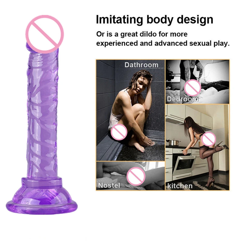 Realistic Penis Dildo Strong Suction Cup Soft Crystal Jelly Dildo Sex Toys for Woman Fake Dick Big Penis Anal Butt Plug Sex Shop