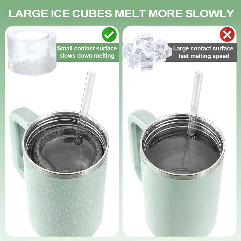 Leeseph Cylinder Ice Cube Tray for Stanley Cup Tumbler, Collapsible Reusable Silicone Ice Molds 3-Grid for Drink Juice Coffee