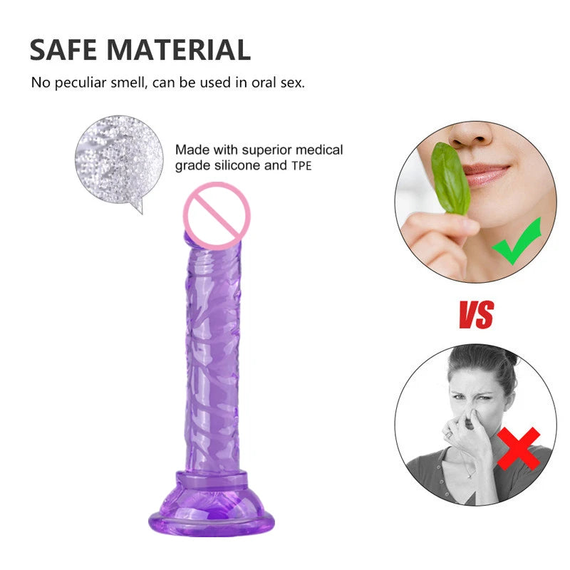 Realistic Penis Dildo Strong Suction Cup Soft Crystal Jelly Dildo Sex Toys for Woman Fake Dick Big Penis Anal Butt Plug Sex Shop