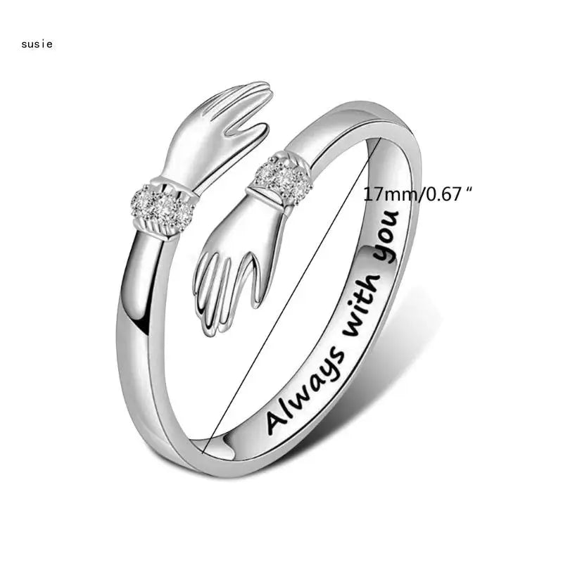 X7YA Women Temperament Personality Creative-Love Hug Ring for Lover Daughter Jewelry