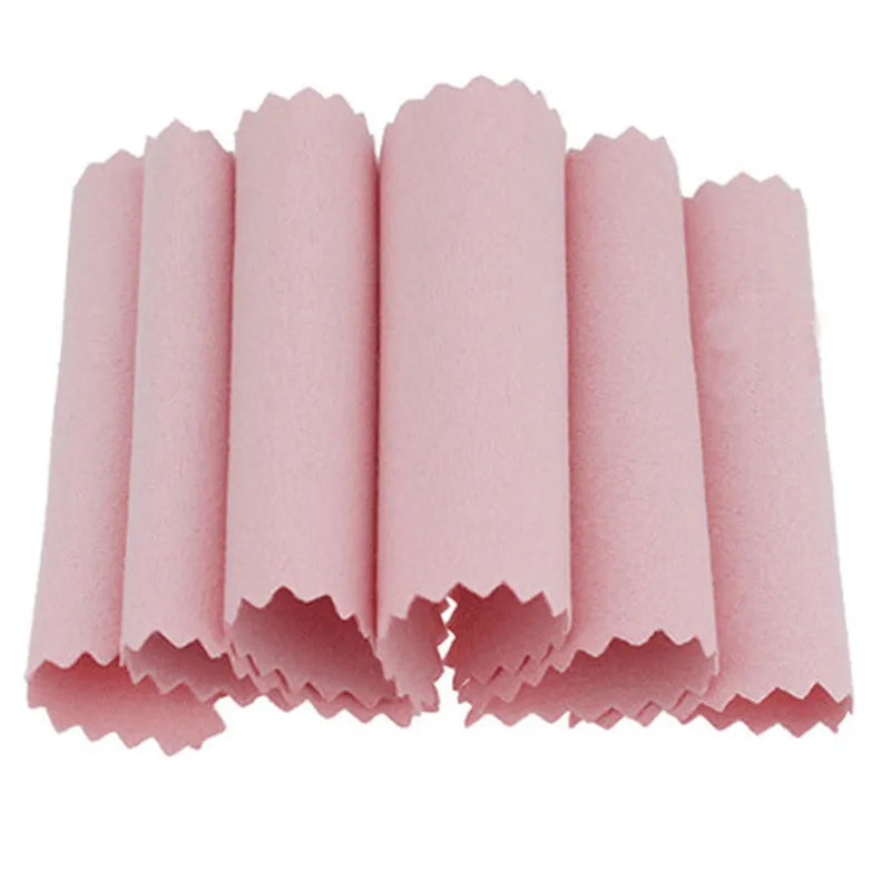 50pcs/pack 8cm*8cm Jewelry Polishing Pink Color Fabric Polish Cleaning Cloth Care For 925 Clean Cleaning Cloth Polishing Cloth