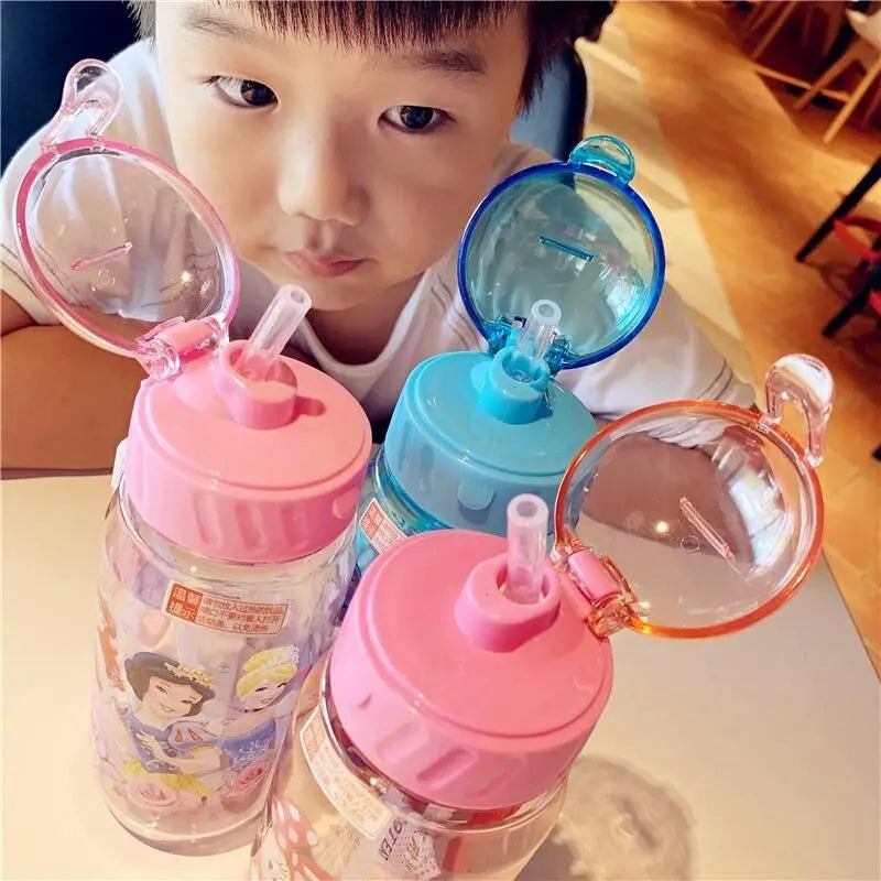 Disney Mickey Mouse Cartoon cups With straw kids snow White cars frozen Sport Bottles girls Princess Sophia Feeding cups