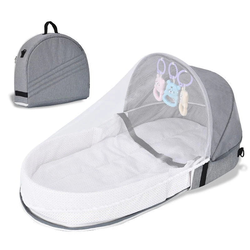 Portable and Versatile Infant Crib Folding Baby Nest with Mosquito Net for Four Seasons Multi-functional Mommy Bag