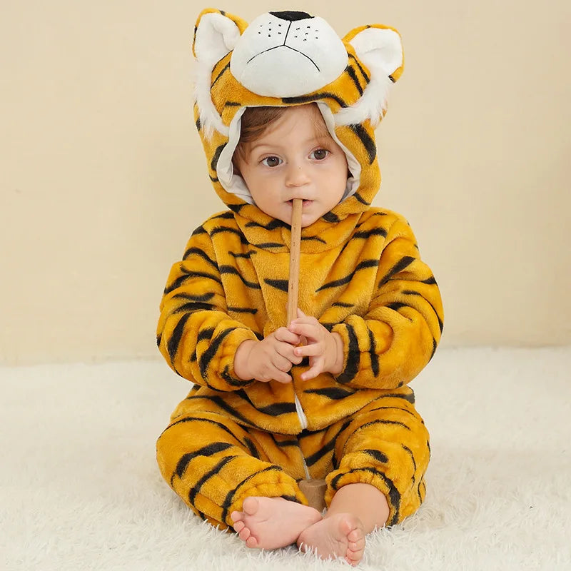 New Easter Rabbit Winter Baby Rompers Clothes Costume Flannel Hooded Bodysuits Pajamas Animals Overall Jumpsuit For Girl Boy