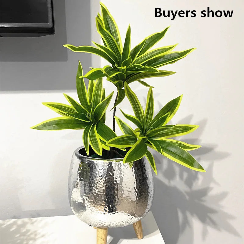 35cm 3 forquilha artificial desktop plantas falsas verde palmeira plástico ramo de flor material escritório sala estar natal decoração da sua casa