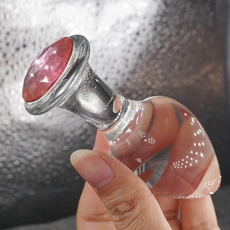 Crystal Glass Transparent Anal Plug Pink Diamond Butt Plug Sexy Toys For Men Women Insert Buttplug Dildo Bdsm Analplug Sex Shop