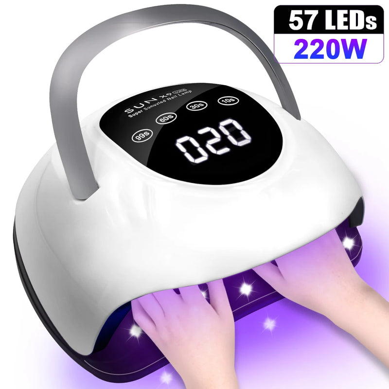 220W UV LED Drying Lamp for Nails Fast Curing Lamps 57pcs LEDS 4 Timers Manicure Gel Polish Professional Nail Light Equipment